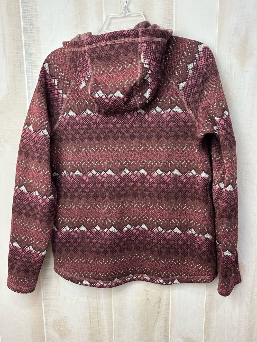 The North Face Women's Maroon Patterned Half-Zip Hoodie Fleece Sweater - Picture 2 of 10